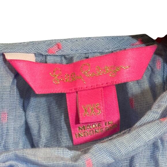 Lilly Pulitzer Kirstin Top Bluebell Neon Chambray Clip Size XX Small - Picture 3 of 5